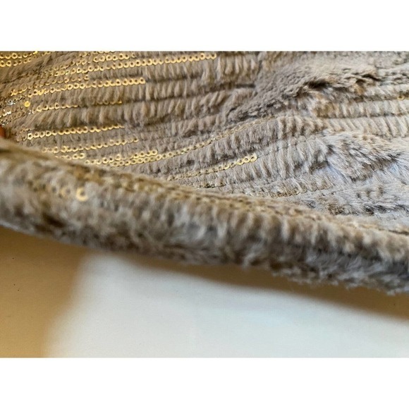 bcbgeneration fur and sequin grey silver clutch bag - Picture 4 of 6